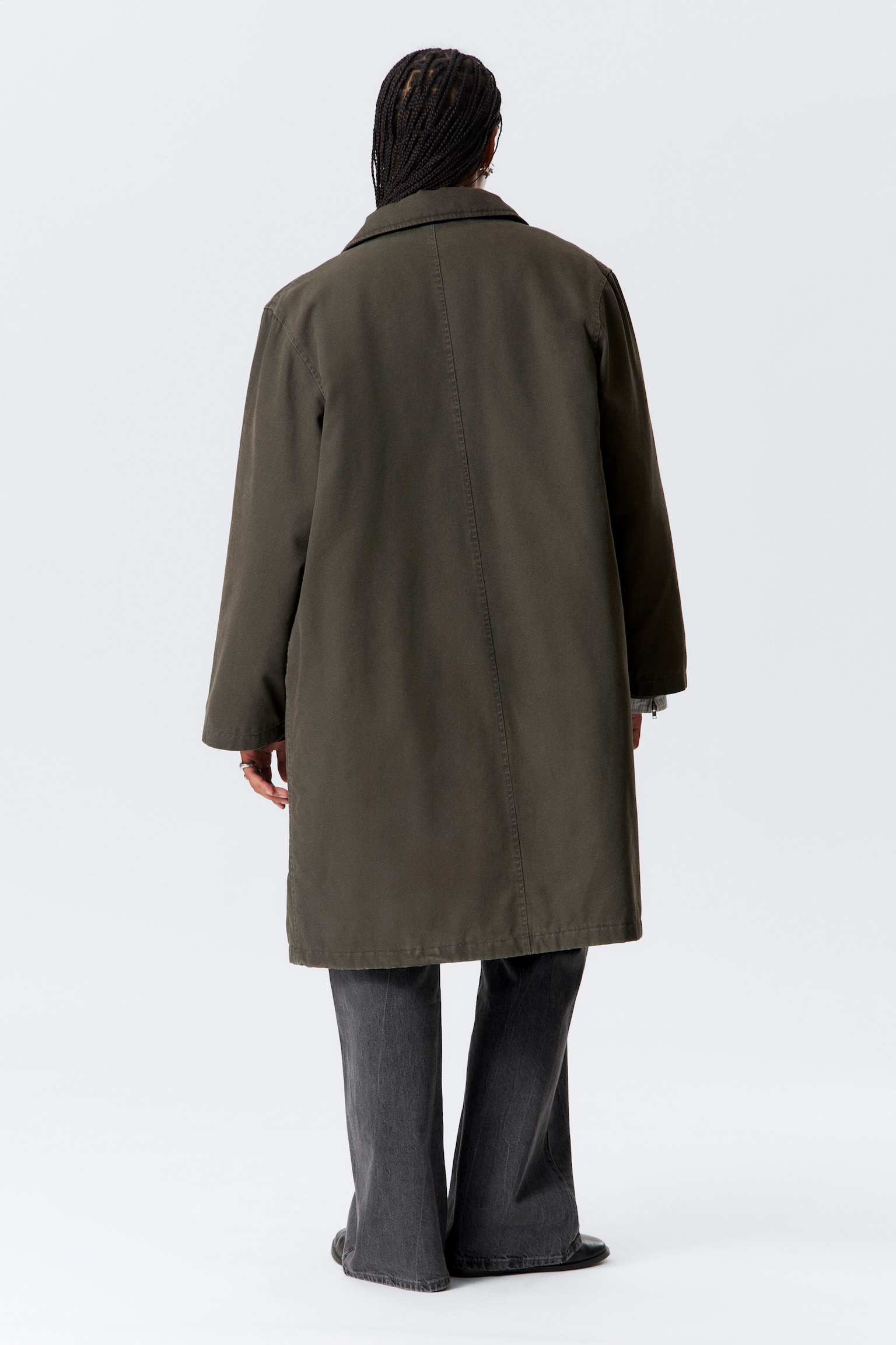 Abrigo de lona de ajuste holgado - Gris oscuro/Verde caqui oscuro - 3