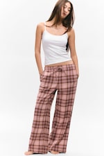 Rosa & brun-rutig - Pyjamasbyxor i flanell - 0