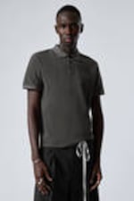 Dark Grey - Short-Sleeved Cotton Piqué Polo Shirt - 0