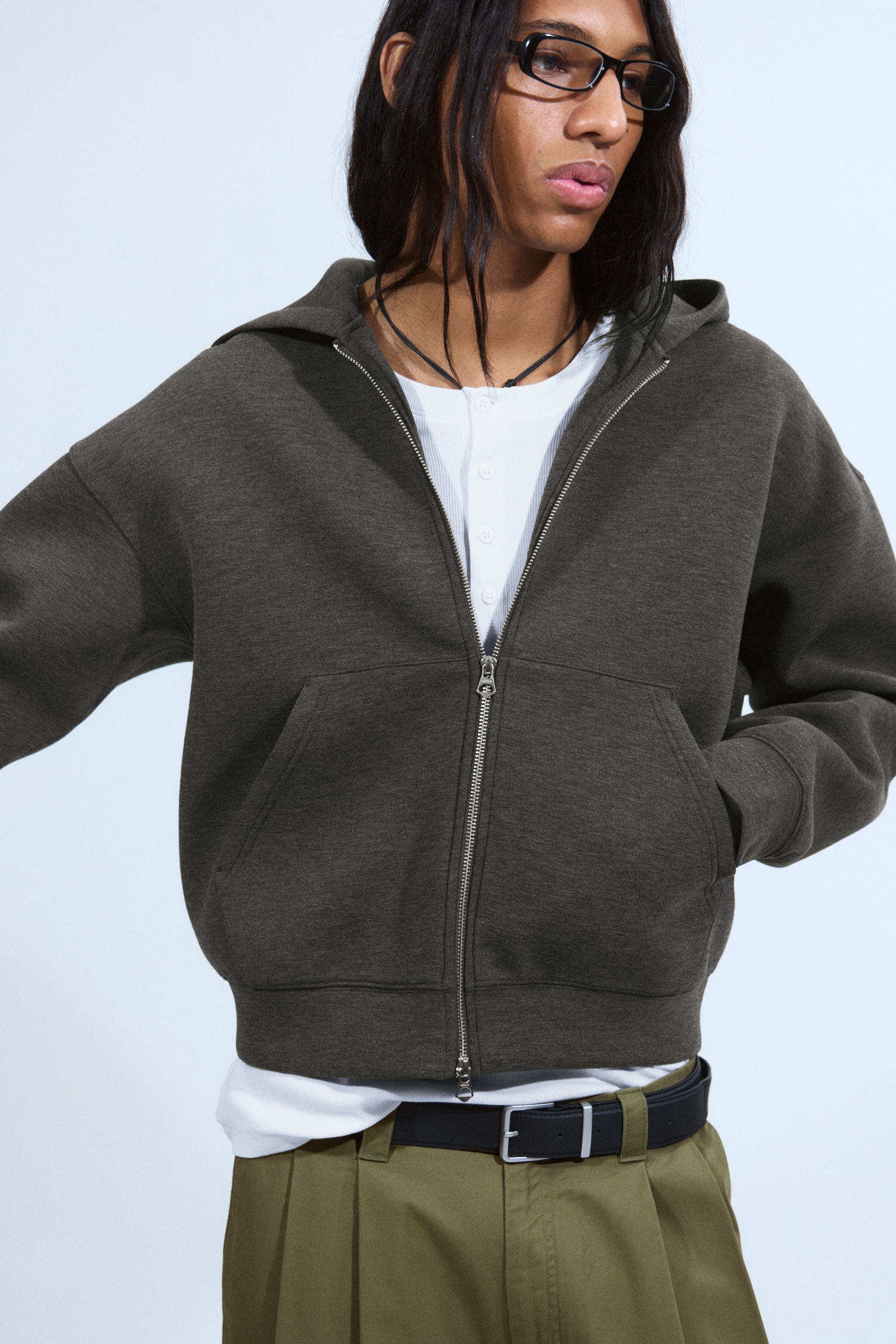 Simon Scuba Zip Hoodie - Tmavě šedý melír/Tmavě zelená/Black/Grey Melange/Dark Blue/Dark Brown