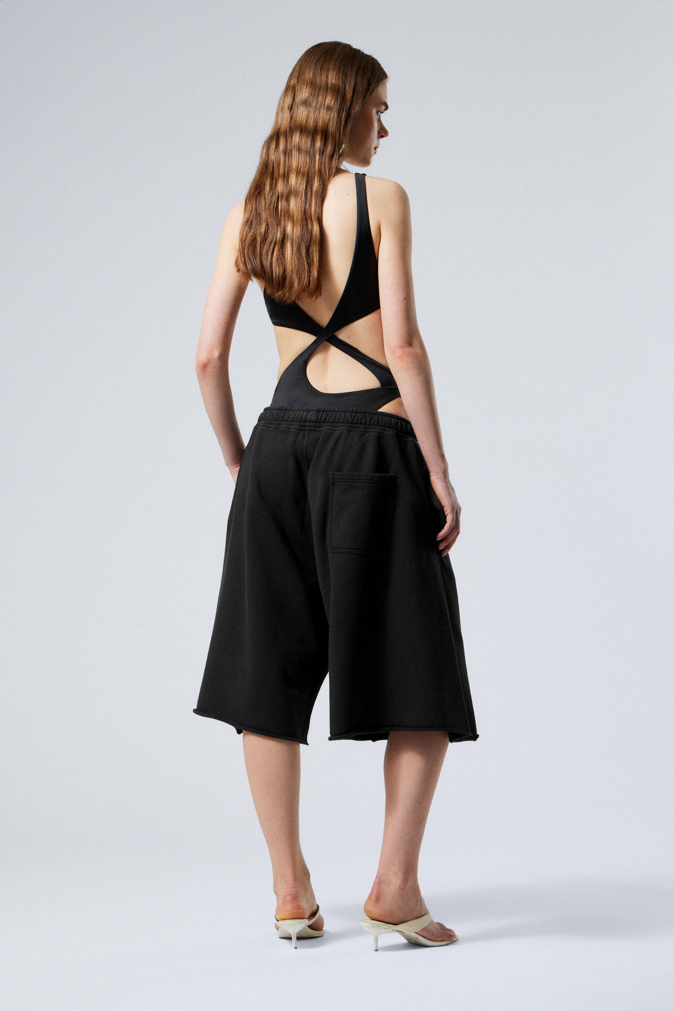 Dunkelgrau verwaschen - Lockere knielange Jersey-Shorts - 6