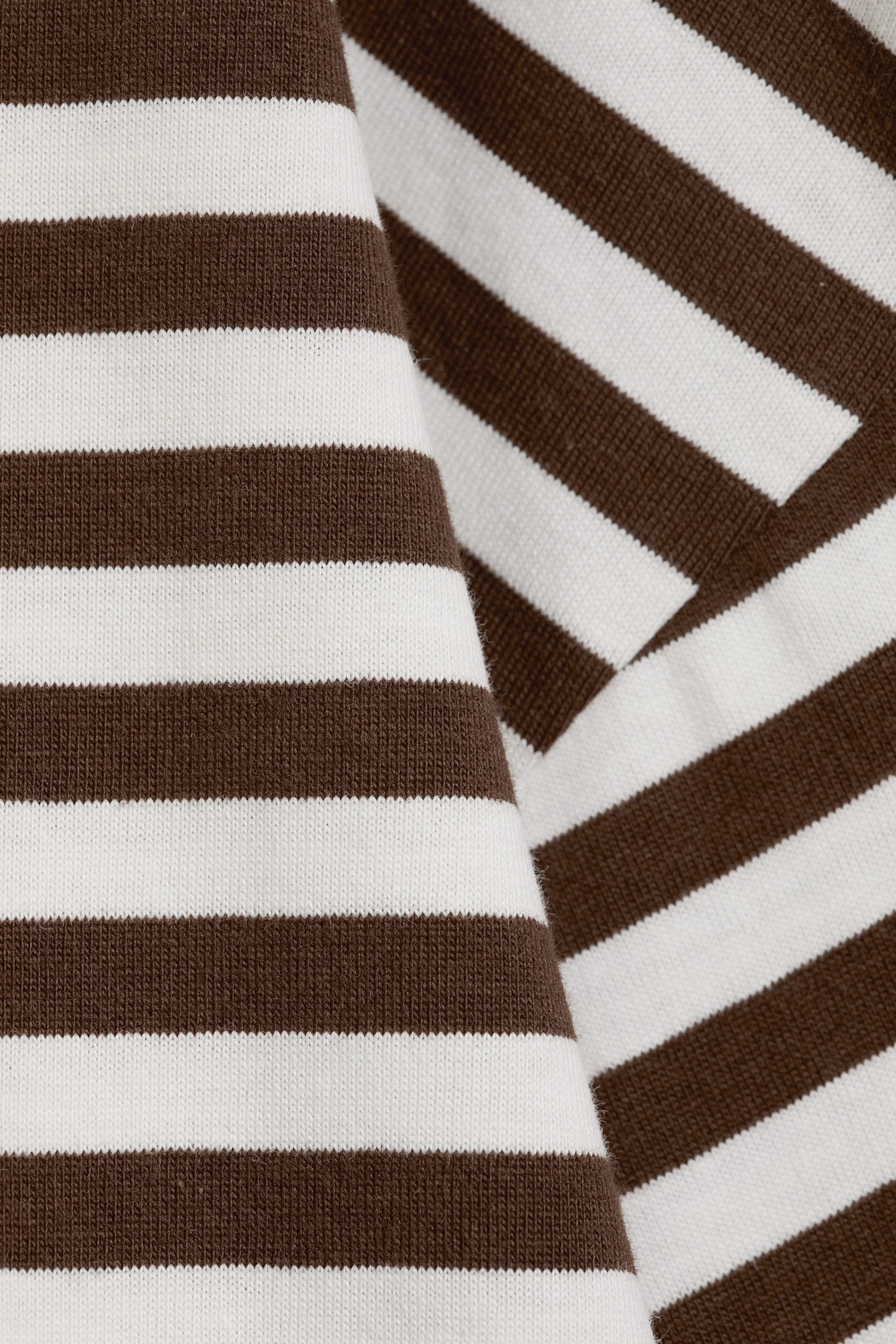 Rayures marron et blanc - T-shirt en coton à manches longues - 2