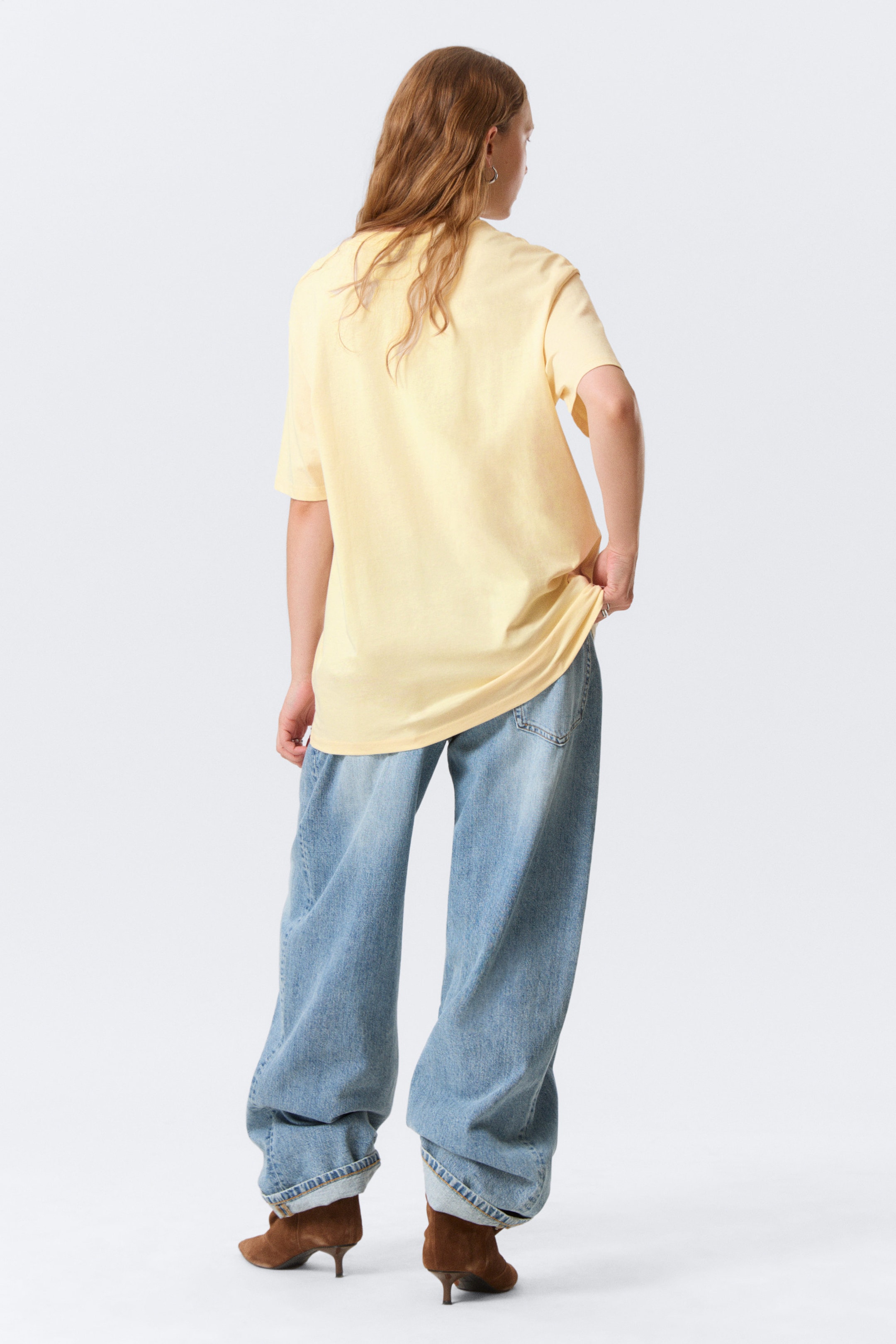 Light Yellow - Tendre Orage - Regular Fit Cotton T-shirt - 2