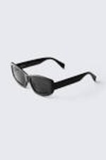 Schwarz - Mittelbreite rechteckige Sonnenbrille - 1