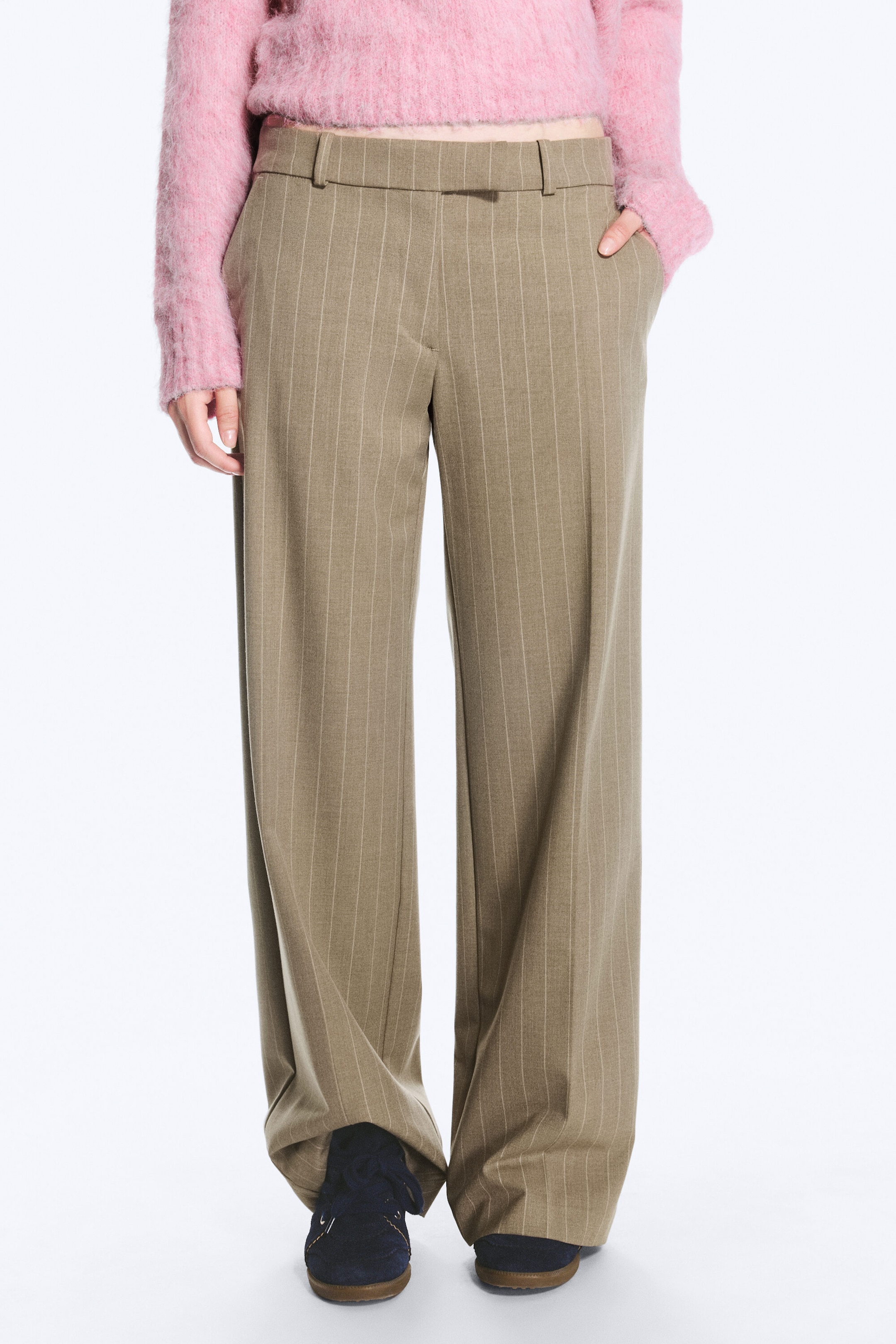 Pinstriped Mole - Low Rise Suiting Trousers - 2