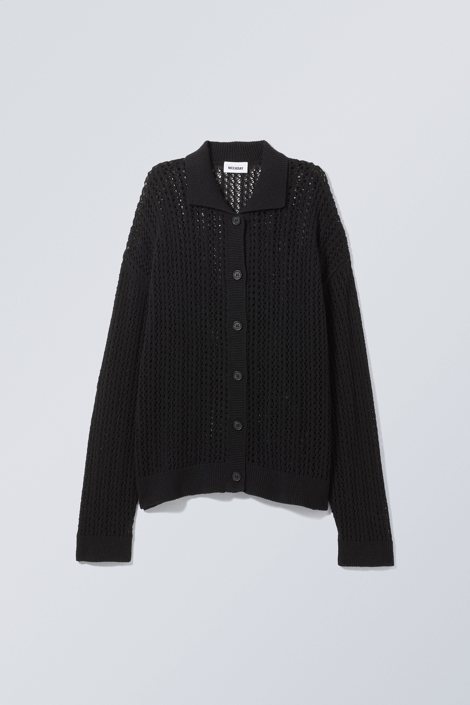loose crochet cardigan - Black | Weekday GB