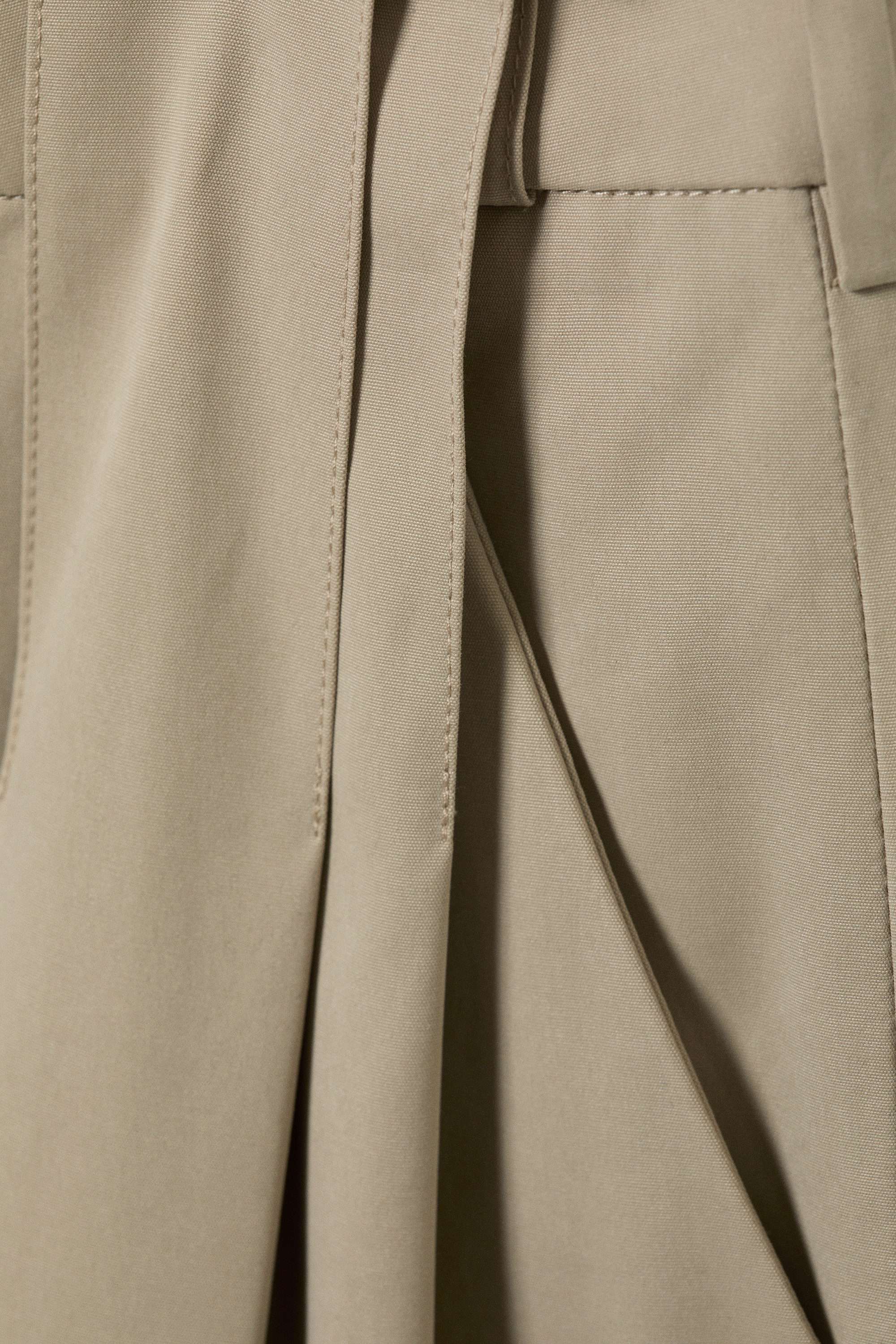 Beige - Low Rise Wide Leg Pleated Trousers - 5