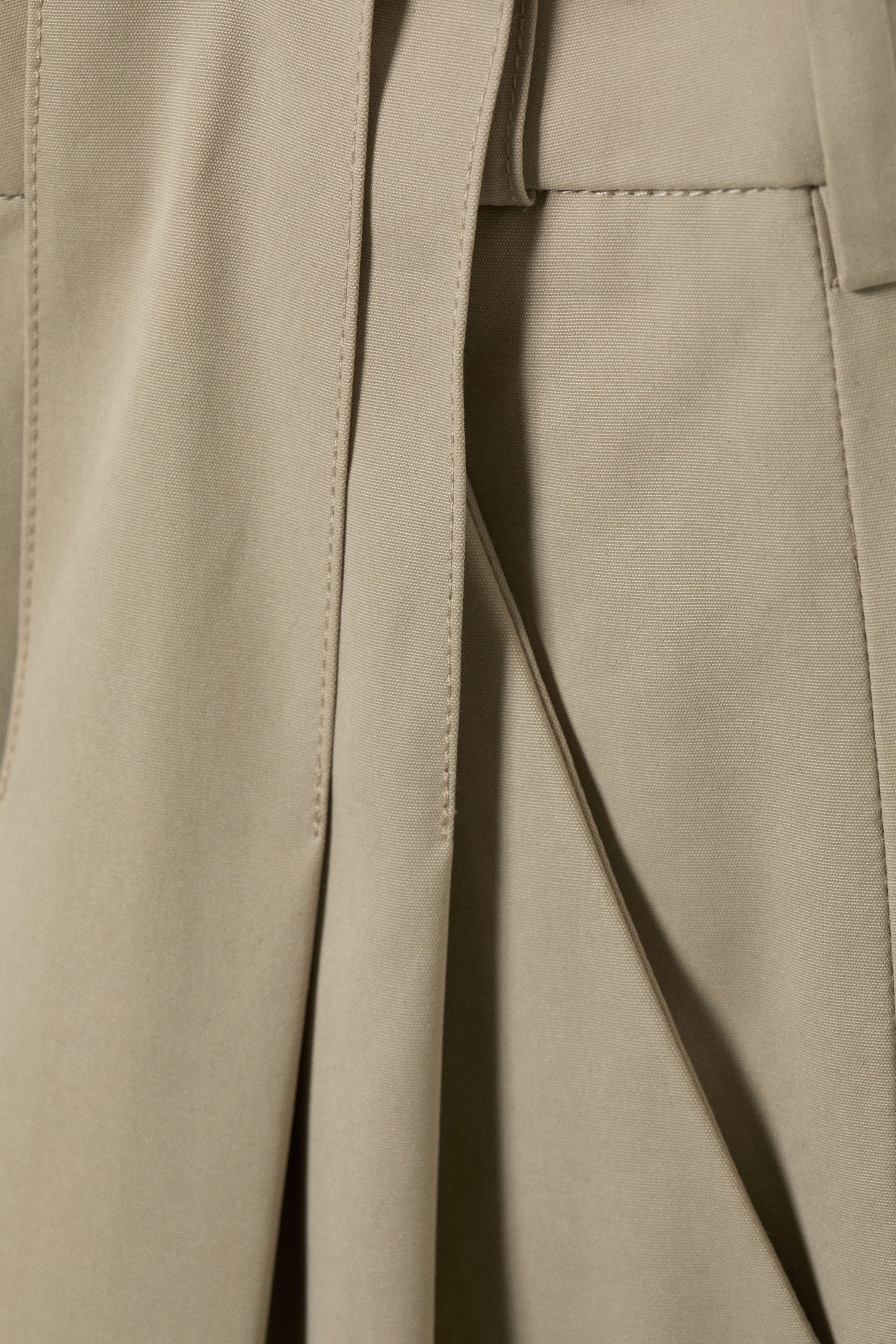 Beige - Low Rise Wide Leg Pleated Trousers - 5