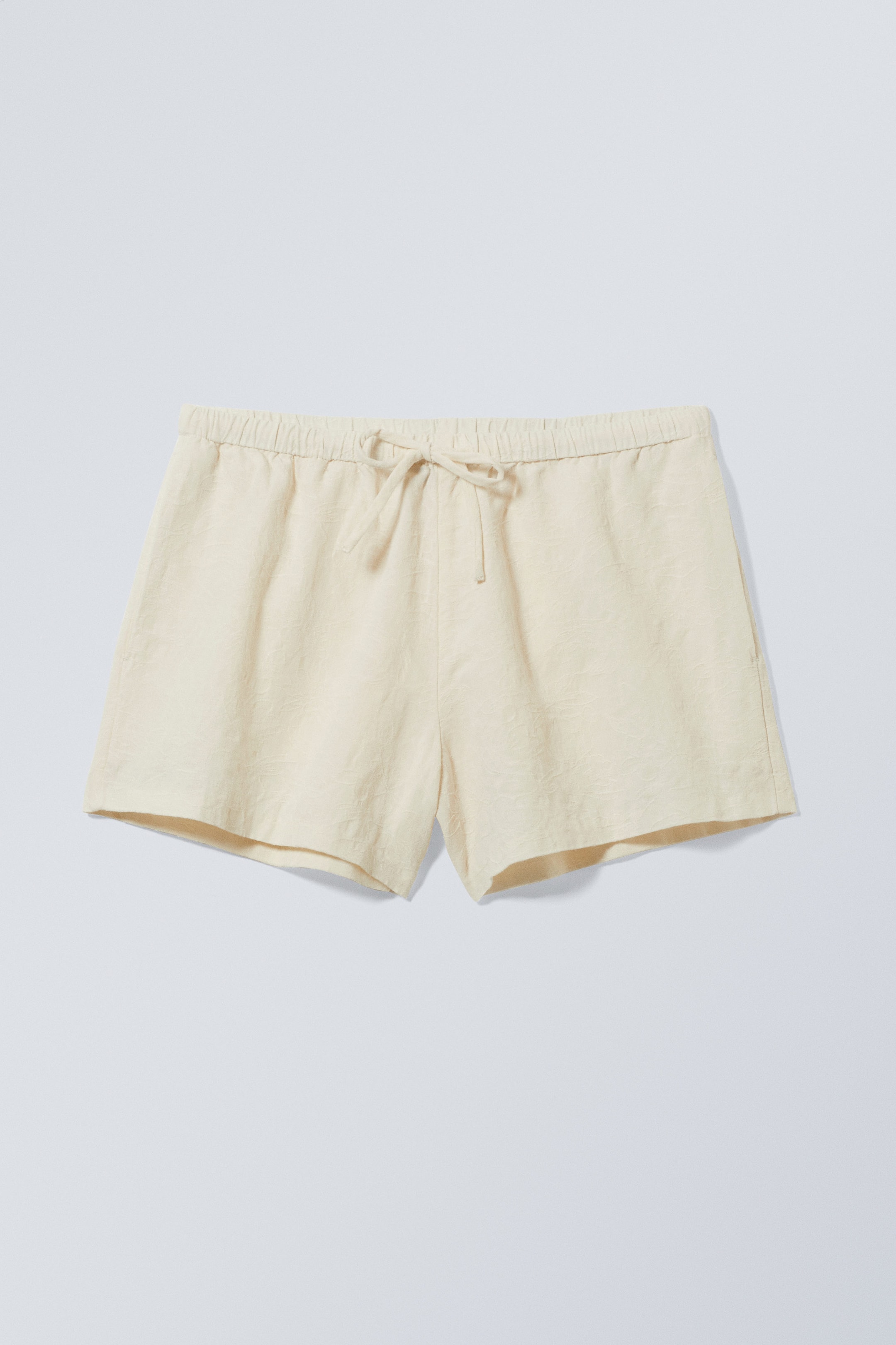 Beiges Blumen-Jacquardmuster - Strukturierte Shorts Tia - 0