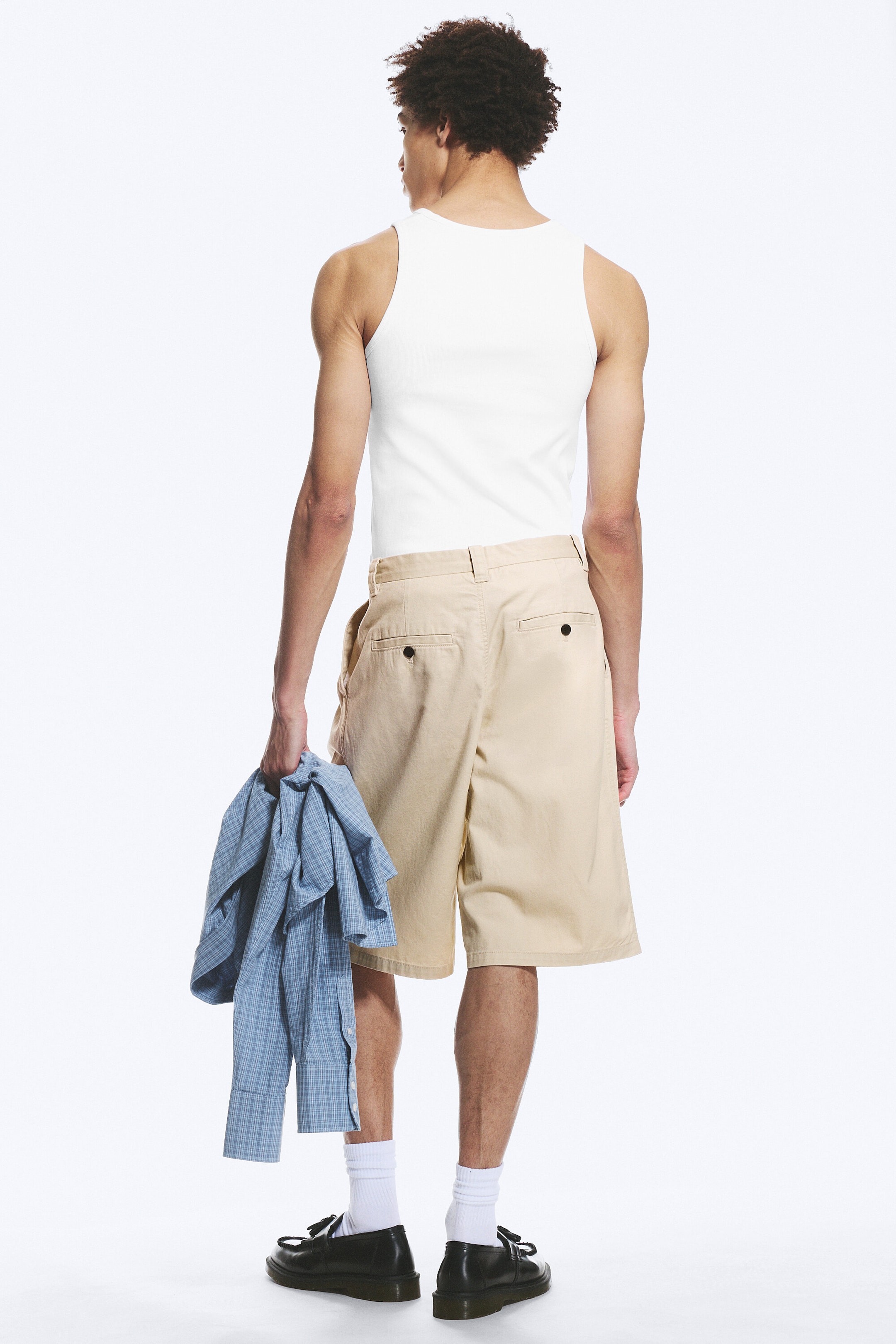 Light Dusty Beige - Cotton Chino Shorts - 3