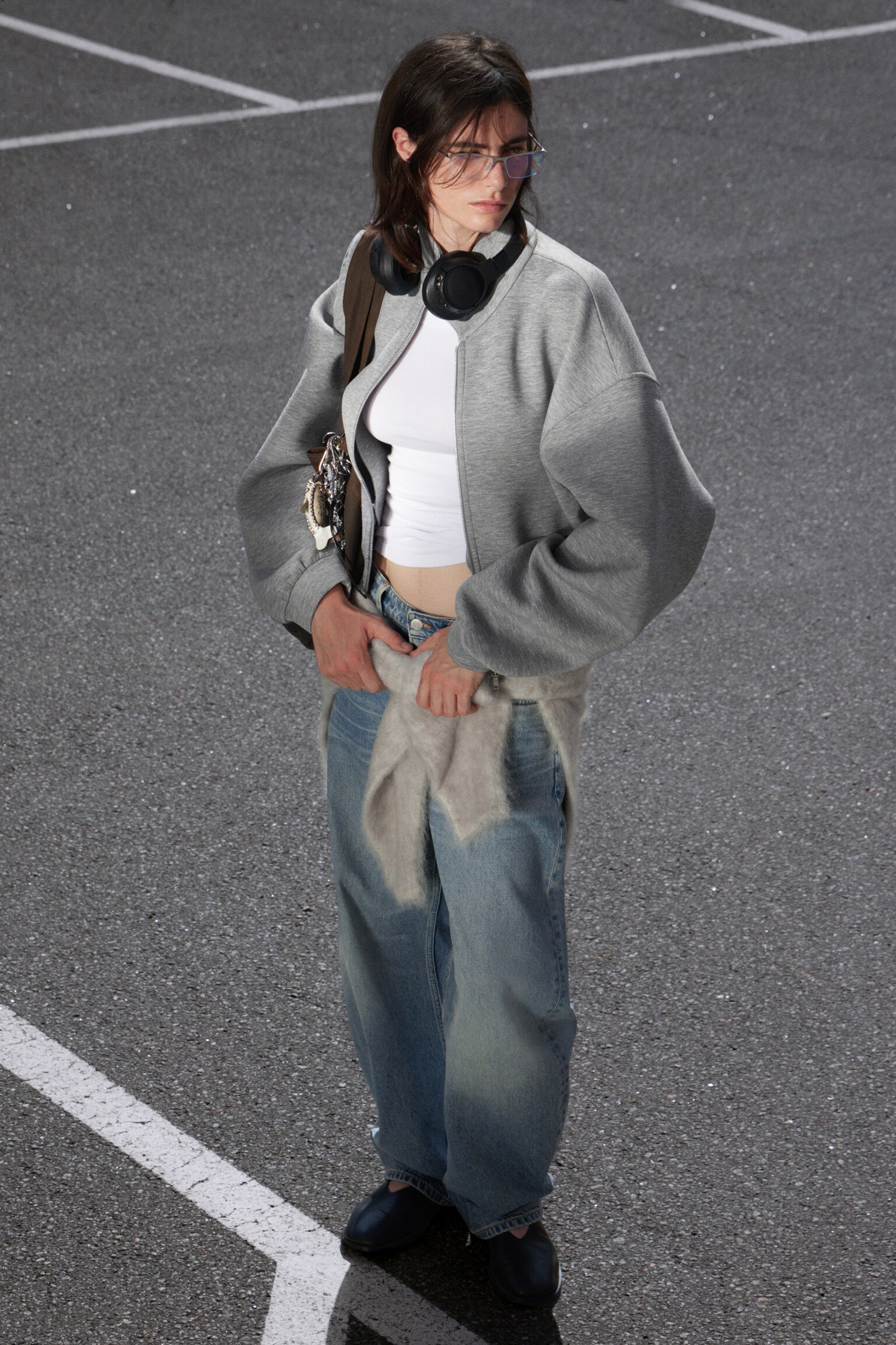 OVERSIZED SCUBA ZIP JACKET - Grey Melange - 4