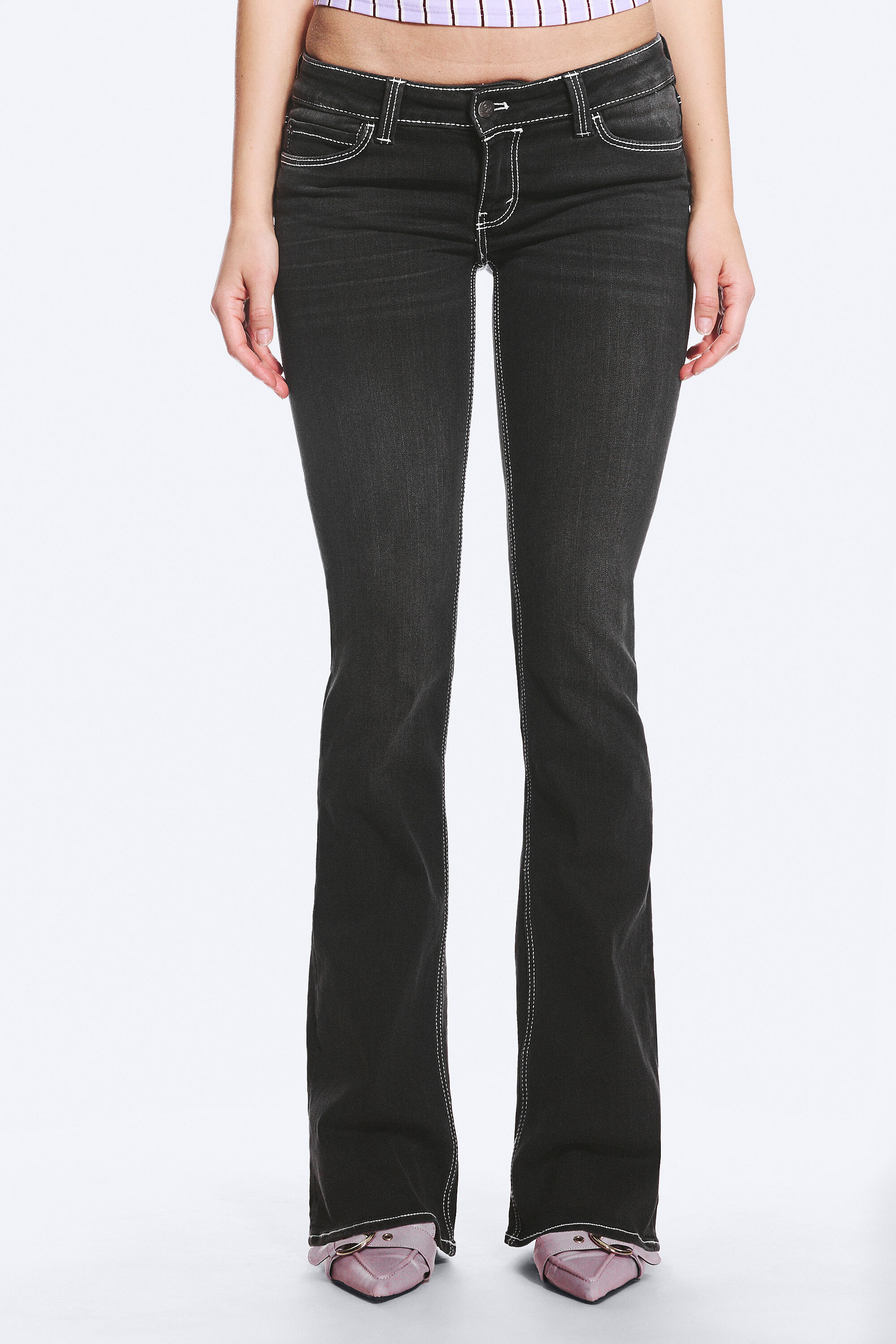 booty bei low rise skinny bootcut jeans - Black Top Rinse | Cheap