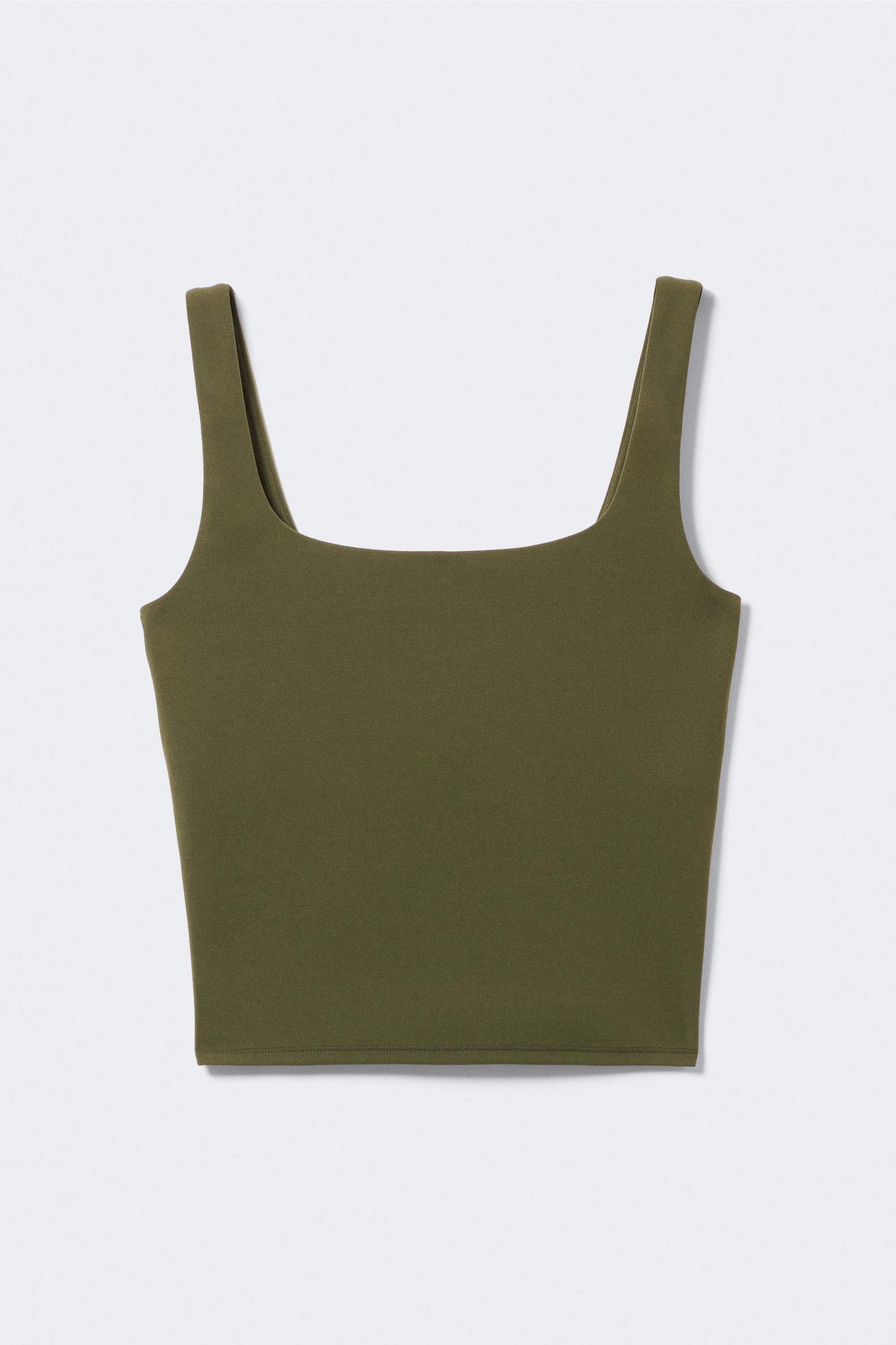 Cropped Sports Top - Dark Khaki Green/Dark Brown/Black