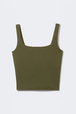 Dark Khaki Green - Cropped Sports Top - 4