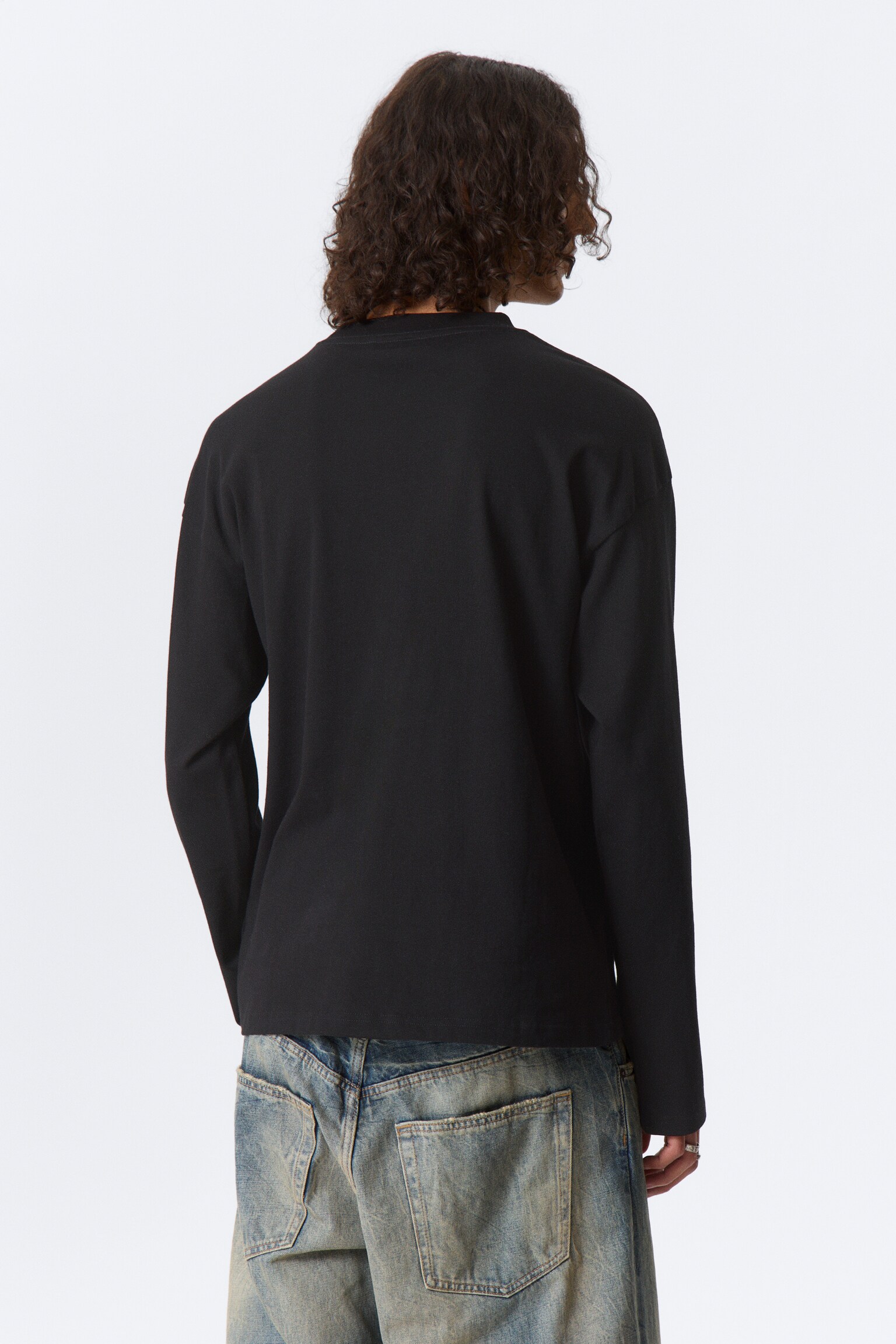 Great boxy T-shirt med lange ærmer - Sort/Mørkebrun/Mørkegrøn/Forvasket blå/Hvid/Lys gråmeleret/Blue Fade/Bordeaux - 3