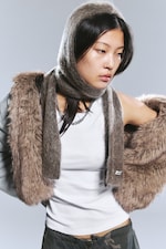 Dark Mole - Mohair-Blend Hooded Scarf - 0