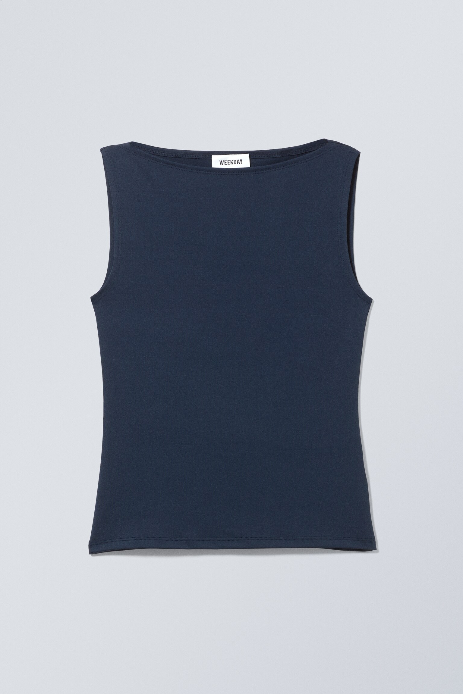 Annie Sleeveless Boat-Neck Top - Midnight Blue/White/Black/Khaki Green