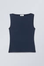 Midnight Blue - Annie Sleeveless Boat-Neck Top - 3