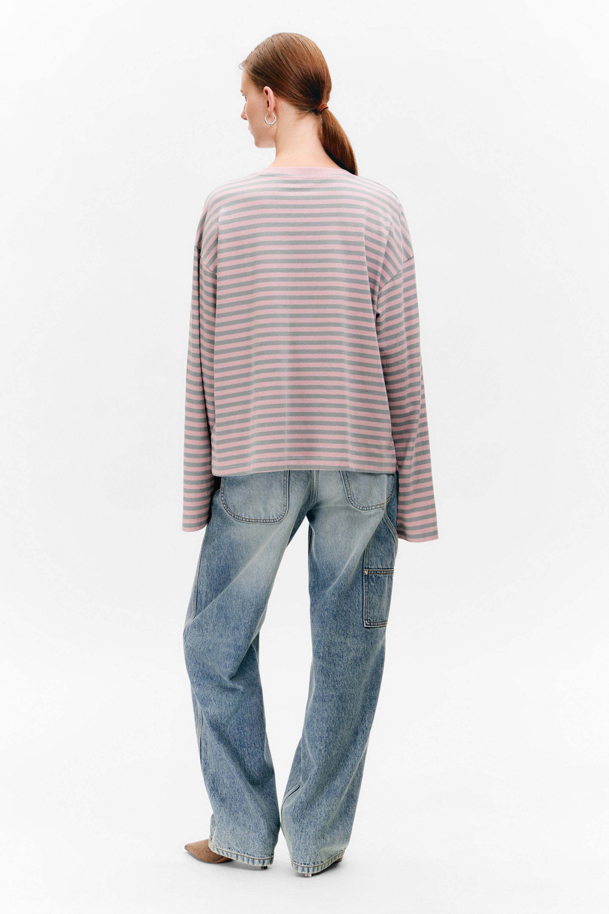 Pink Stripes - Long-Sleeved Cotton T-shirt - 2