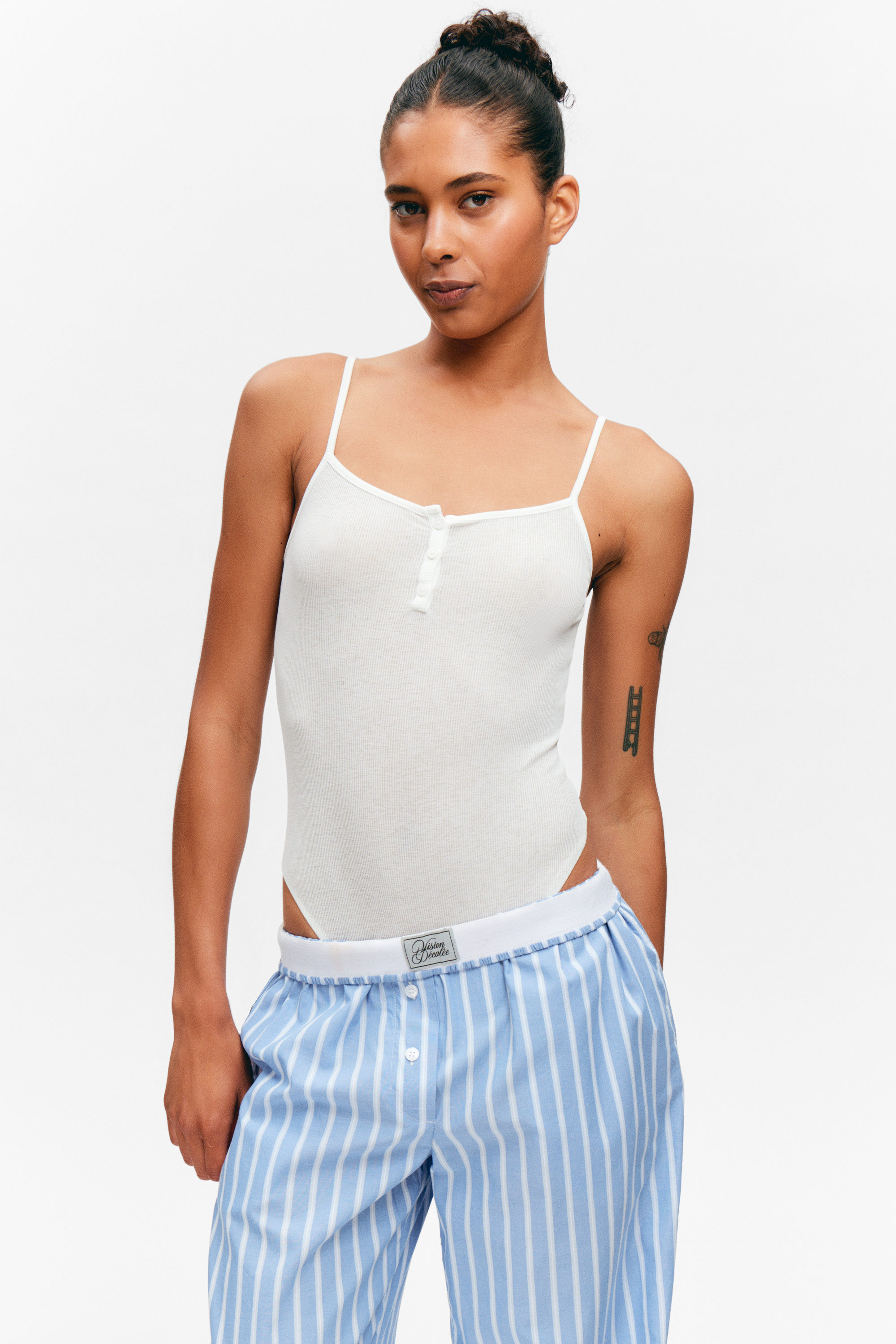 White - Ribbed Bodysuit - 3