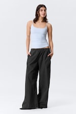 Light Blue - Fitted Strappy Scoop Neck Singlet - 1