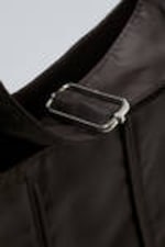 Dark Brown - Piped Shoulder Bag - 2