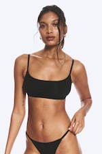 Svart - Bh i mjuk bomull med djup urringning - 0