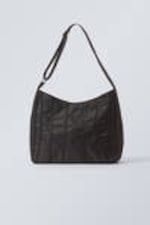 Dark Brown - Piped Shoulder Bag - 0