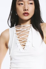 Blanc - Haut à bretelles col V - 1