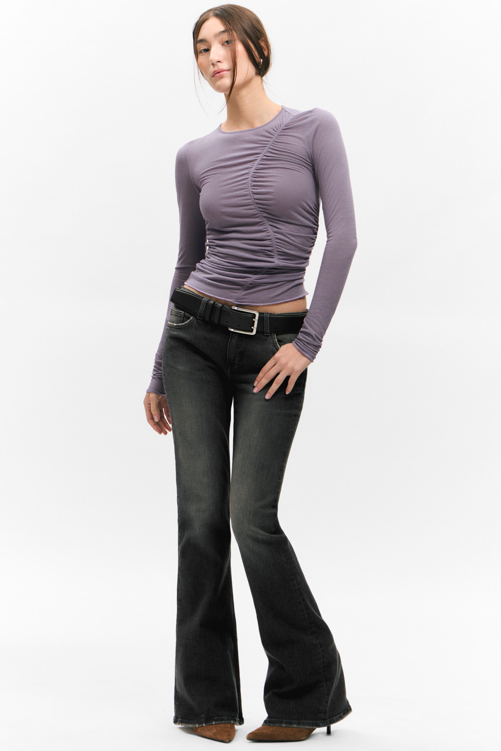 Lilac - Ruched Long-Sleeved Top - 1