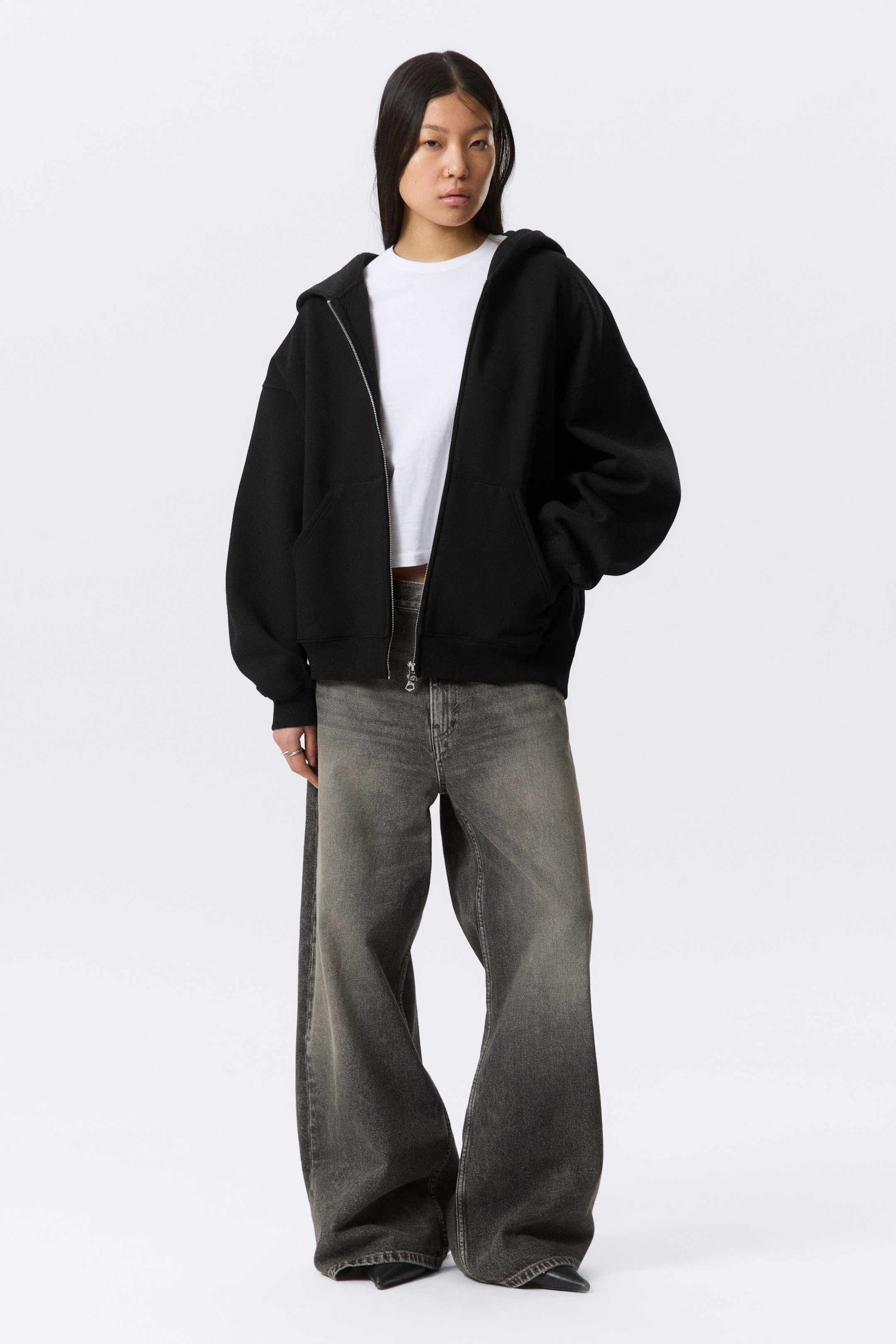 Black - Oversized Heavyweight Zip Hoodie - 2