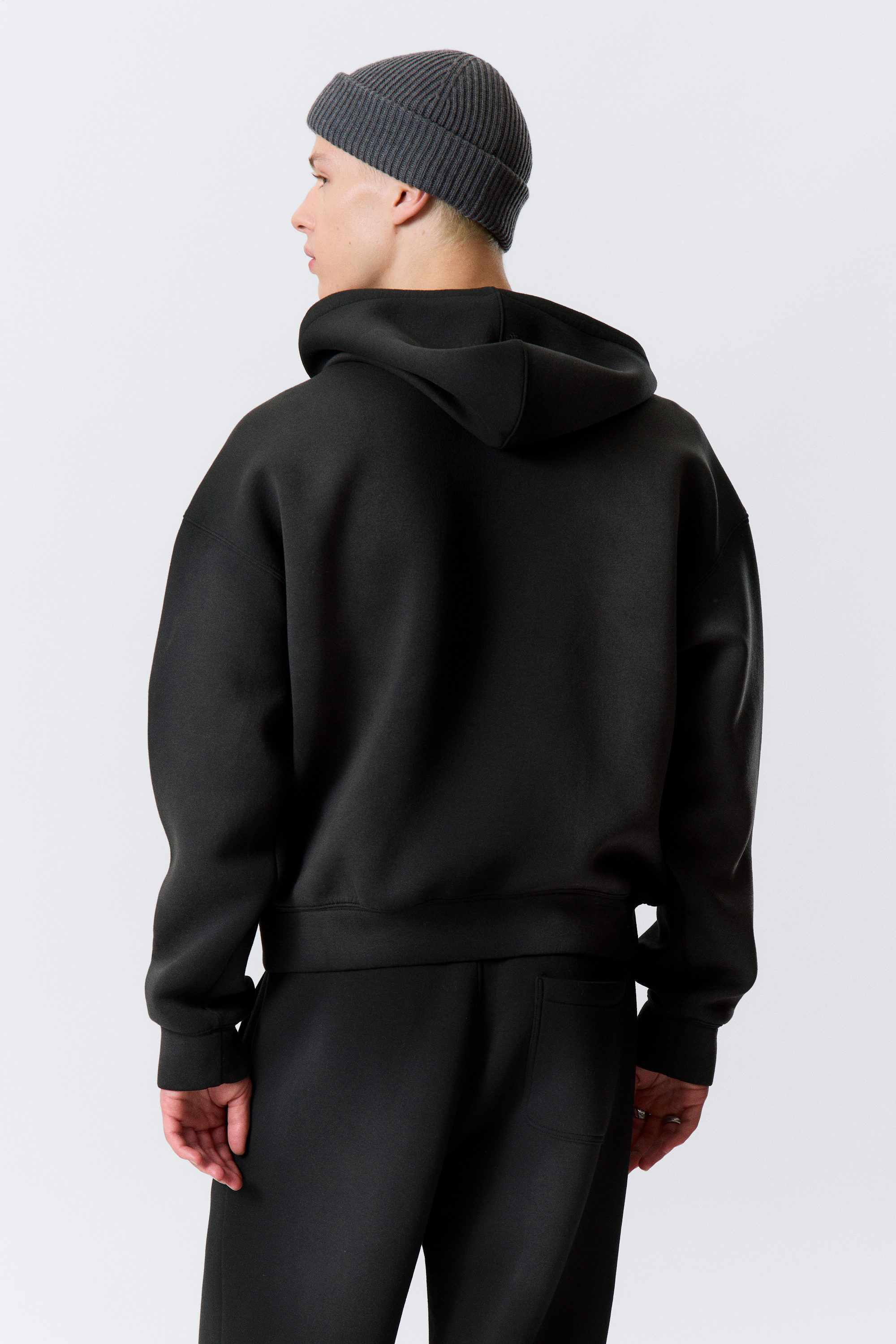 Faded Black - Simon Washed Scuba Zip Hoodie - 4