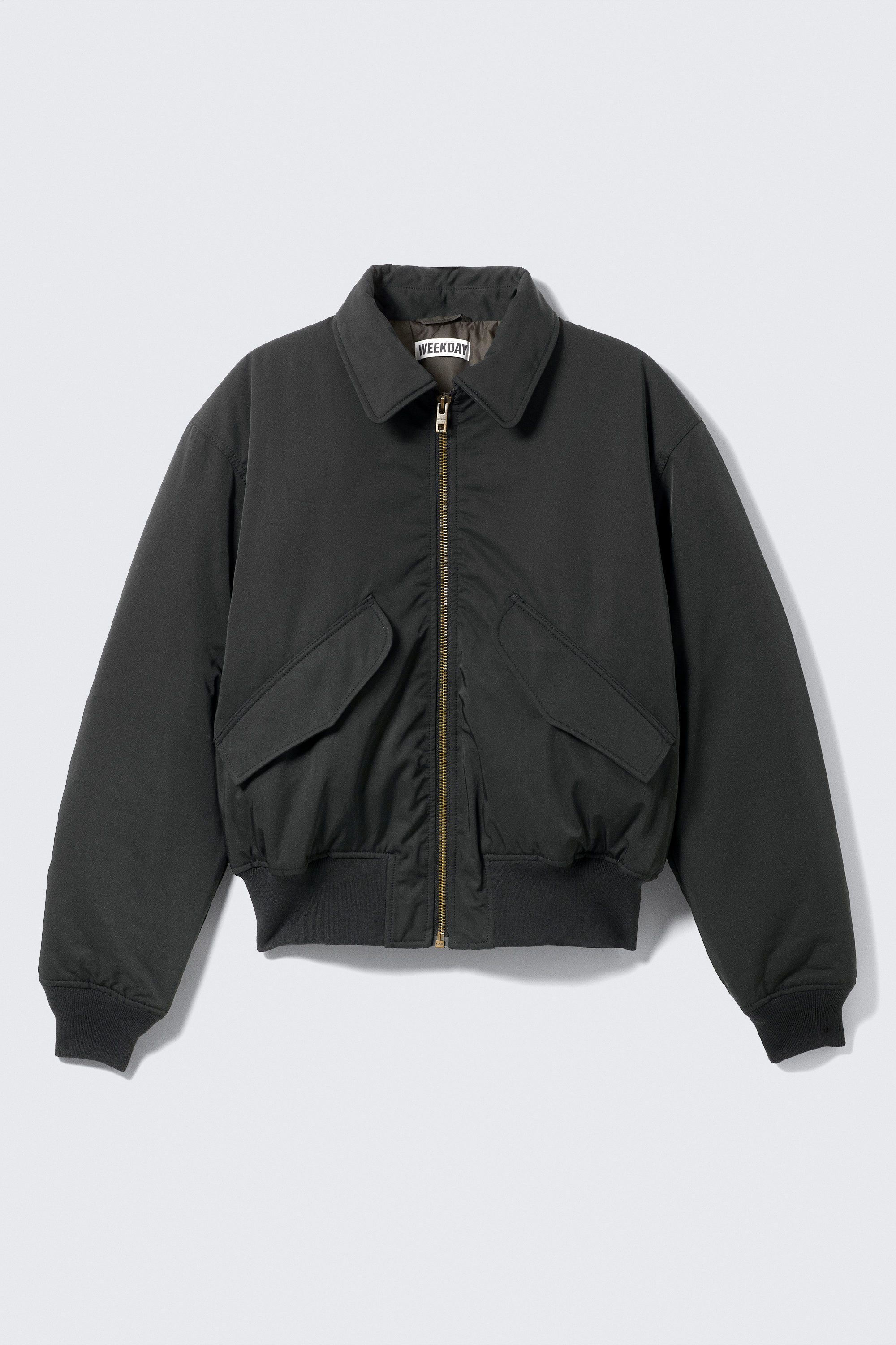 Black - Padded Twill Bomber Jacket - 5