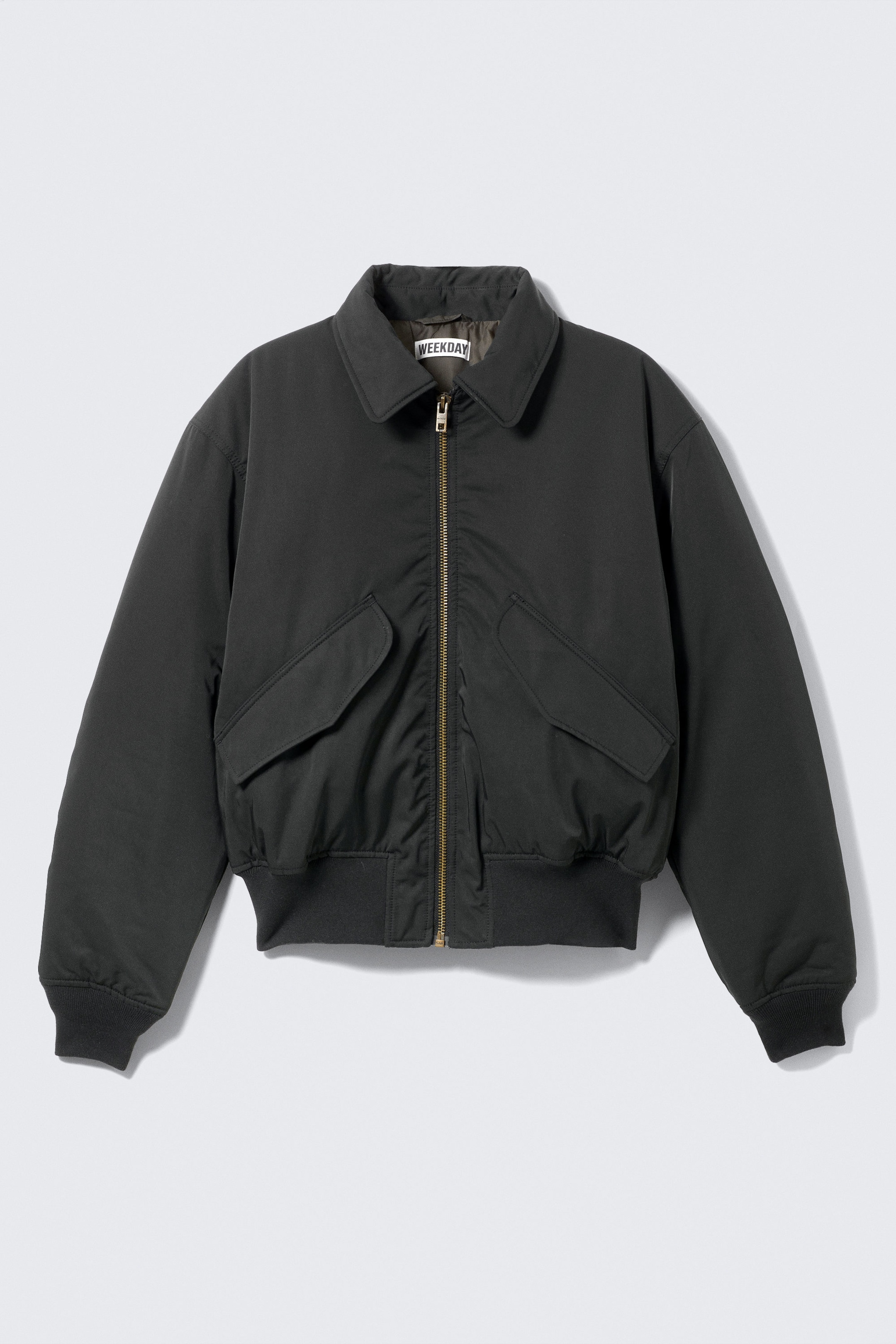 Black - Padded Twill Bomber Jacket - 5