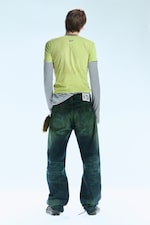 Marine Green - Green - Anti Unisex Low Waist Regular Straight Jeans - 4