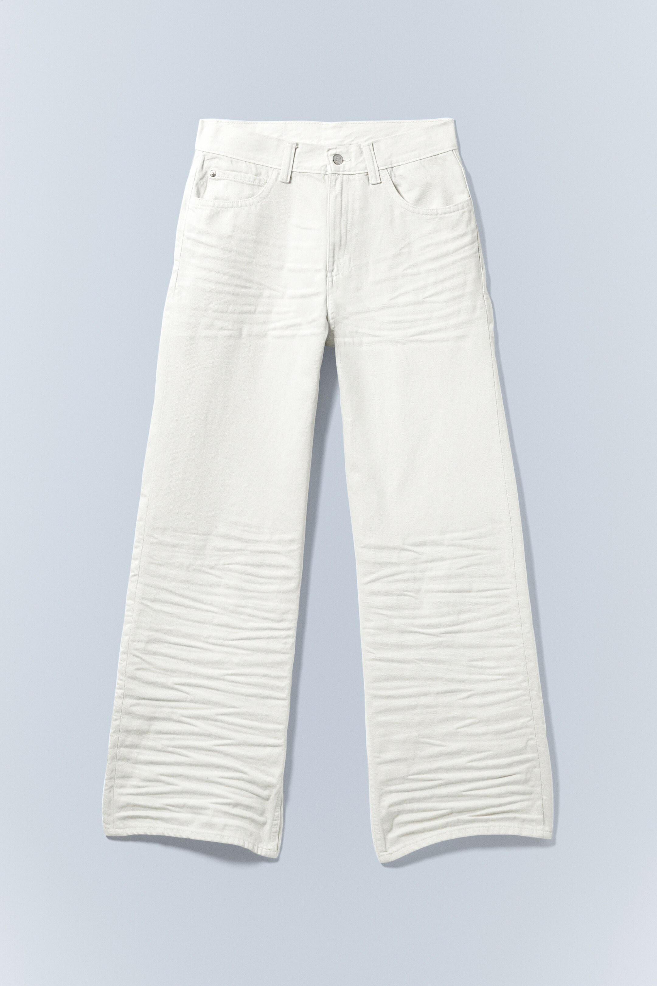 Προβολή μεγαλύτερης εικόνας: Looser Regular Waist Loose Straight Jeans - Creased White - White - Men | H&M GR 5