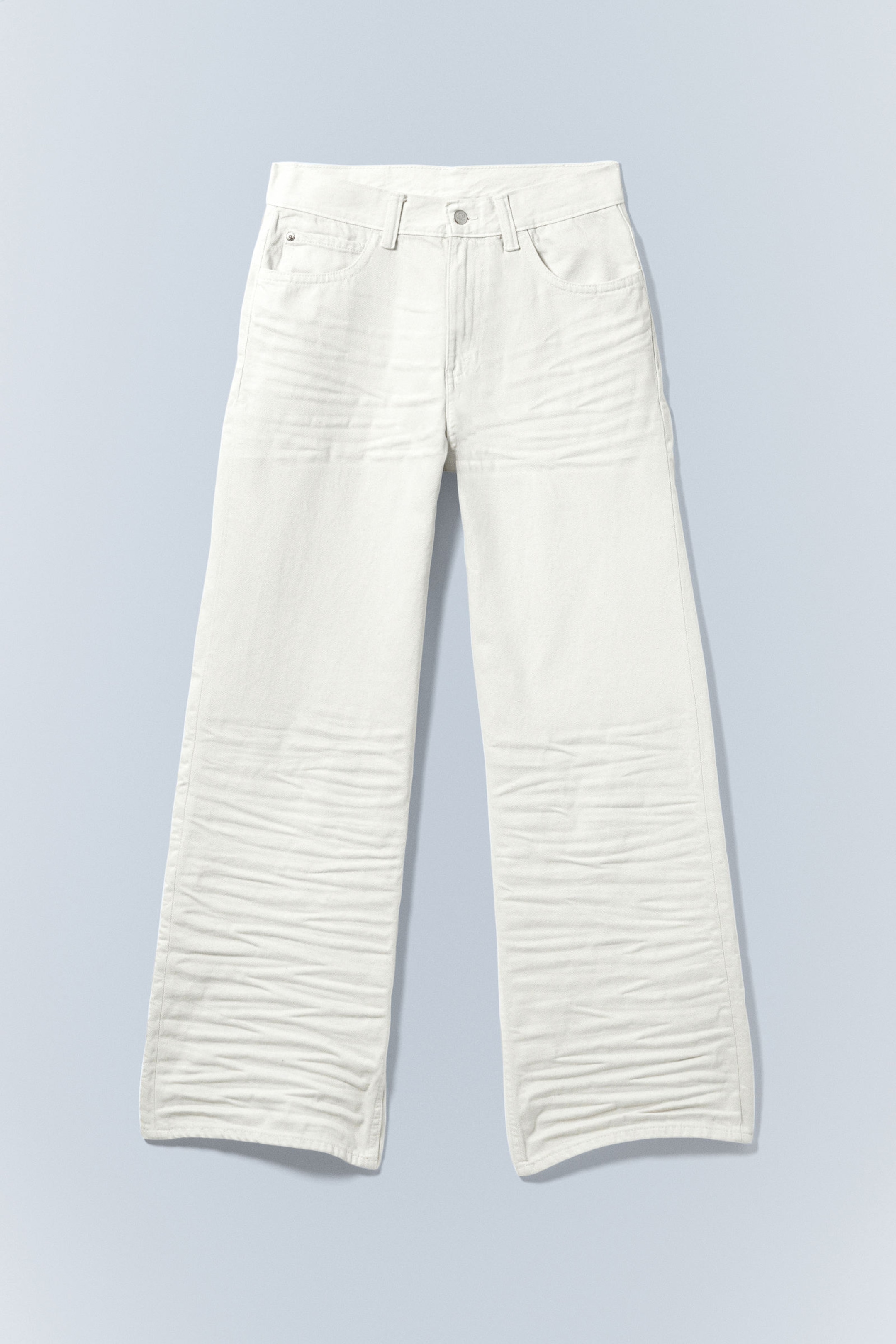 Creased White - White - Looser Regular Waist Loose Straight Jeans - 4