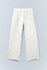 Creased White - White - Looser Regular Waist Loose Straight Jeans - 4