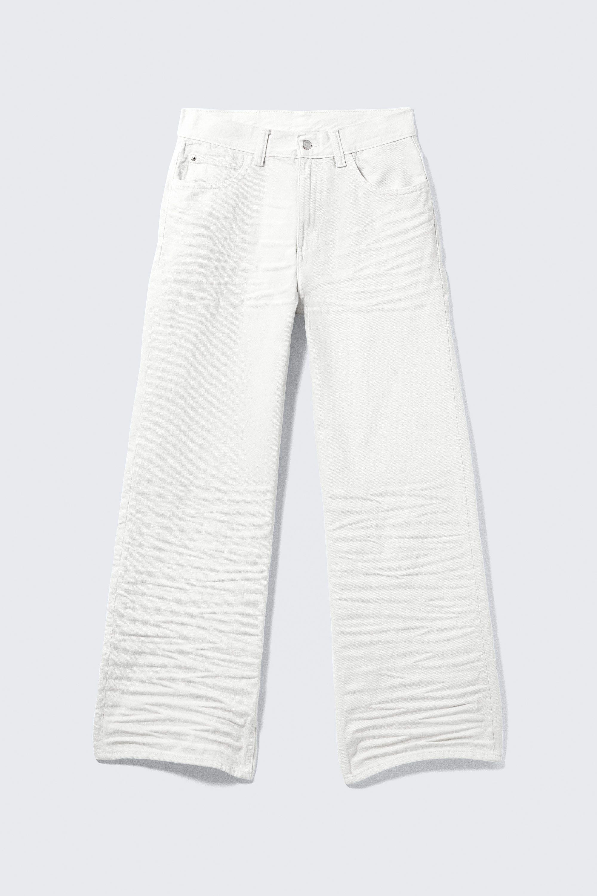 Creased White - White - Looser Regular Waist Loose Straight Jeans - 6