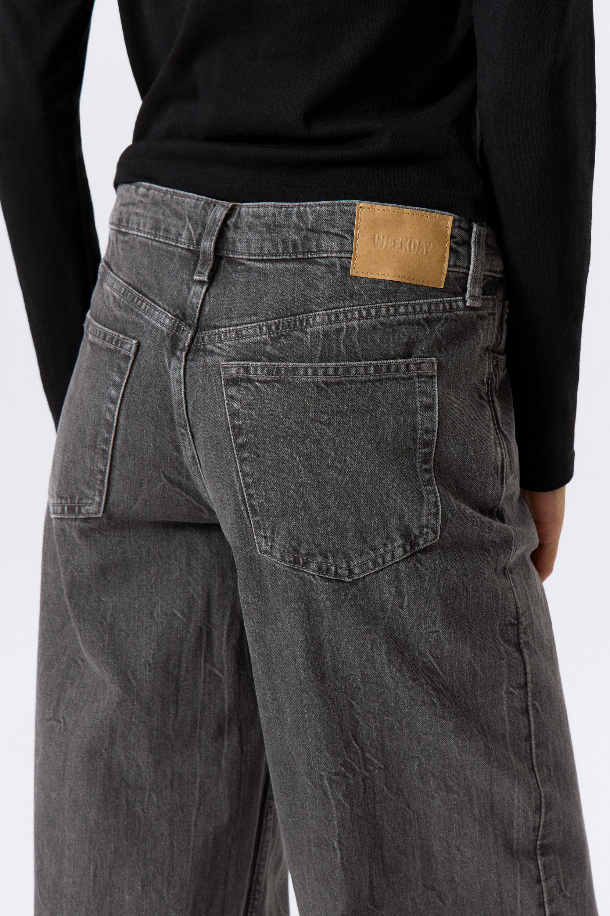 Risso Black - Black - Ample Low Waist Loose Wide Leg Jeans - 4