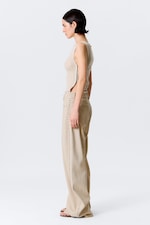 Beige - Low Rise Loose Studded Balloon Trousers - 1