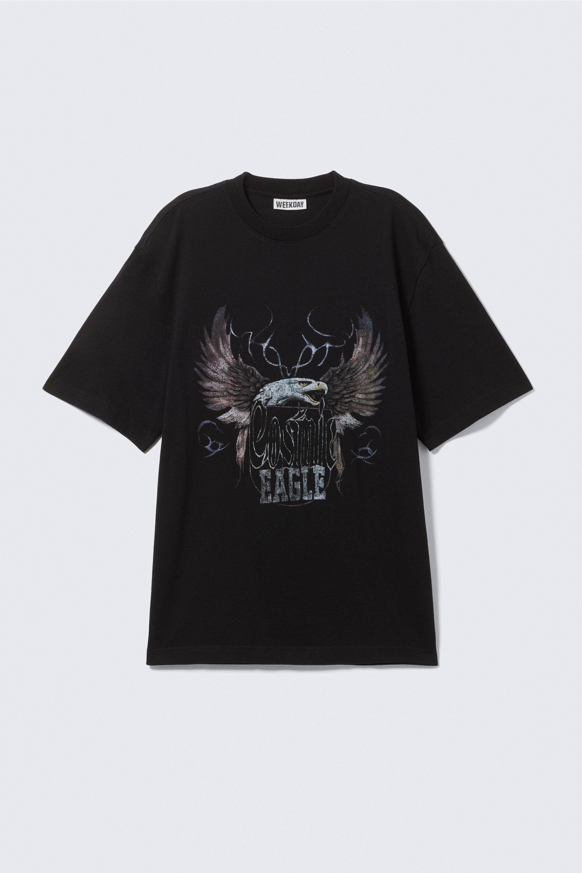 Noir - Cosmic Eagle - T-shirt imprimé graphique décontracté - 3