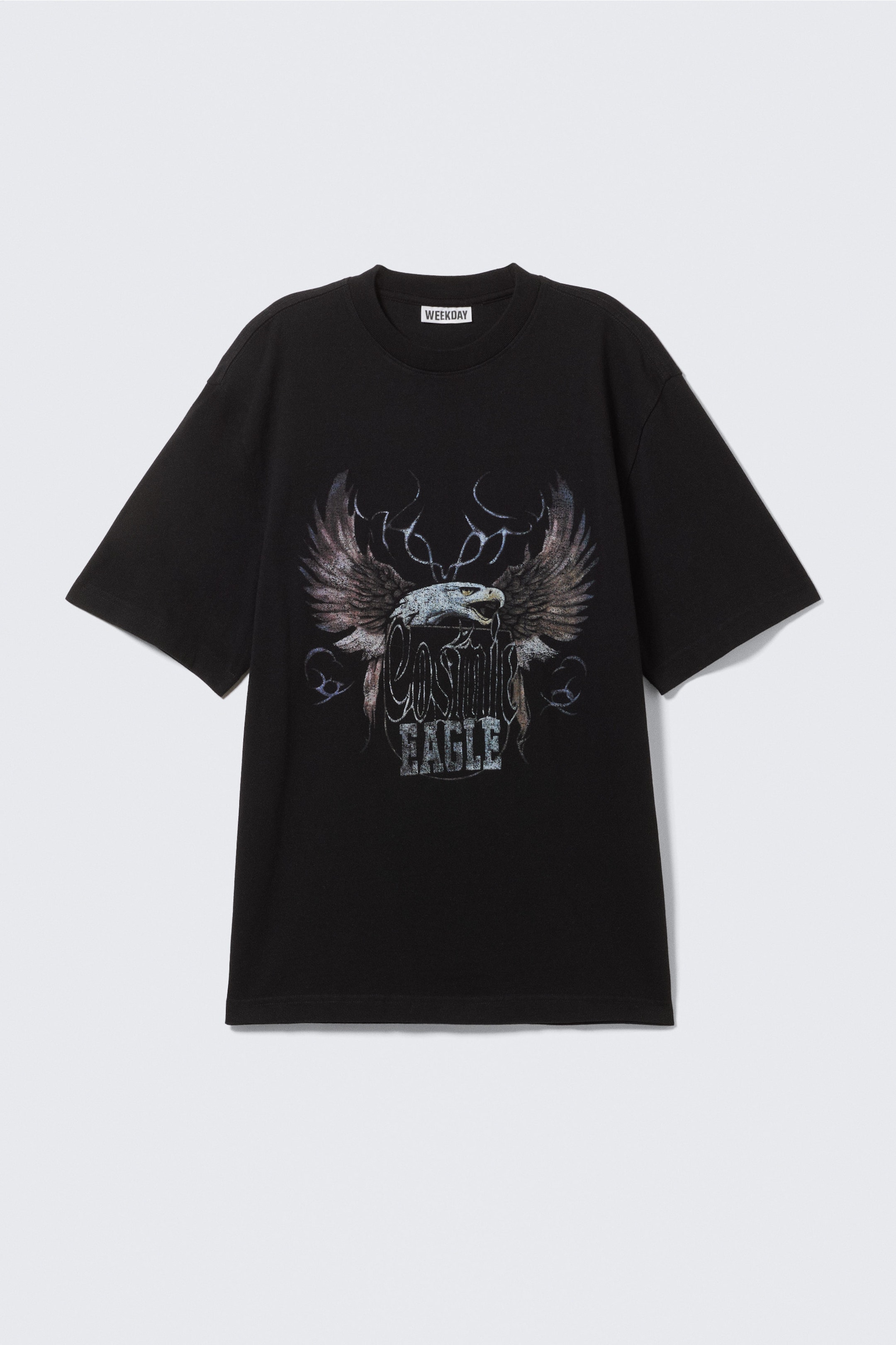 Svart - Cosmic Eagle - Tryckt T-shirt med avslappnad passform - 3
