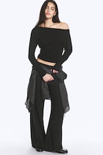 Black - Off Shoulder long-sleeve top - 1