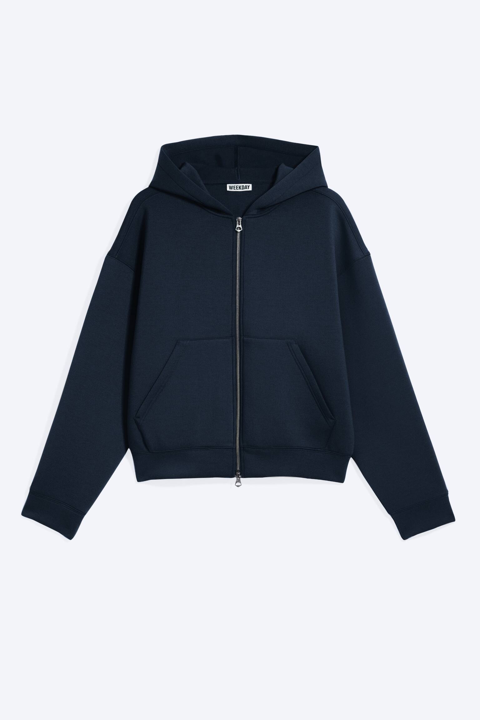 Sweat à capuche zippé en scuba Simon - Bleu foncé/Noir/Vert foncé/Vert kaki cendré clair/Gris chiné/Mélange gris clair/Marron foncé/Bleu foncé/Gris foncé chiné - 1