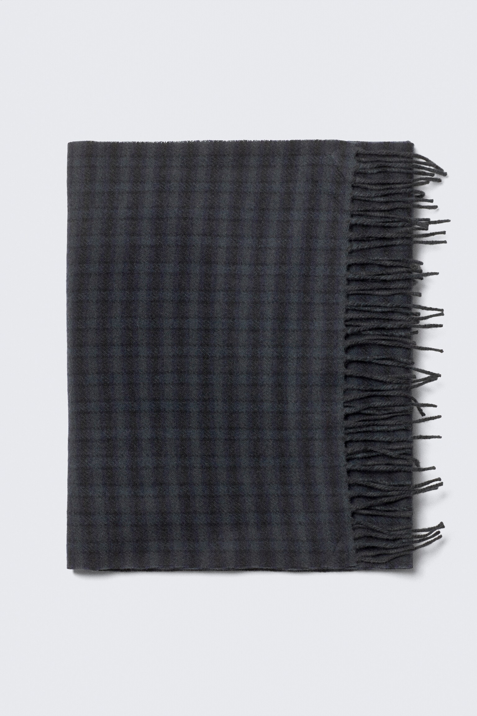 Long Woven Wool Scarf - Medium Grey