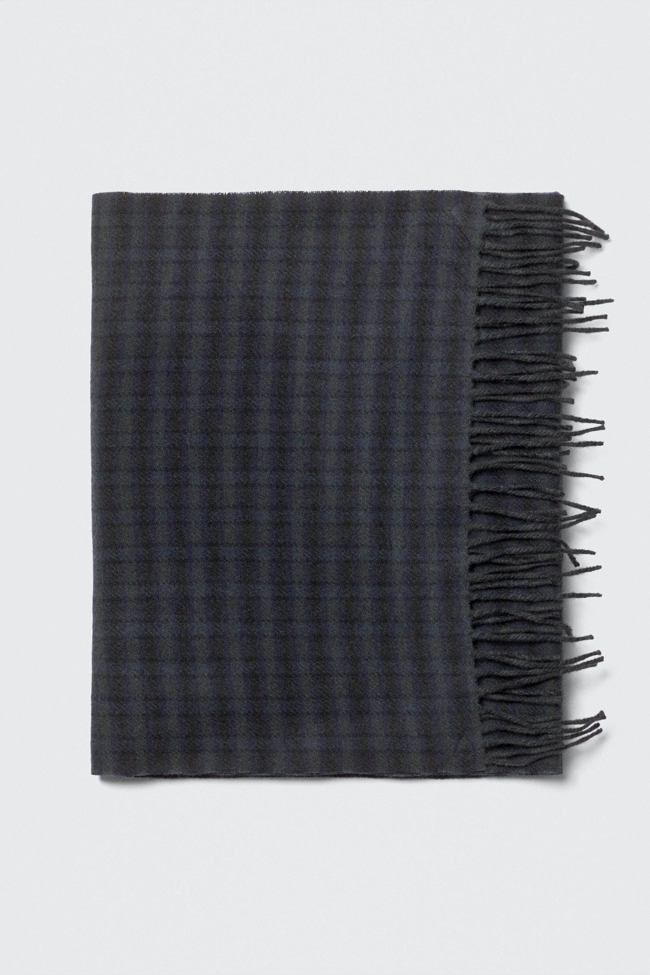 Medium Grey - Long Woven Wool Scarf - 1