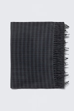 Medium Grey - Long Woven Wool Scarf - 1