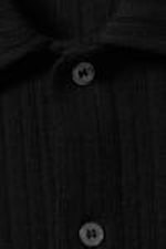Black - Knitted Short-Sleeved Button-Up Shirt - 5