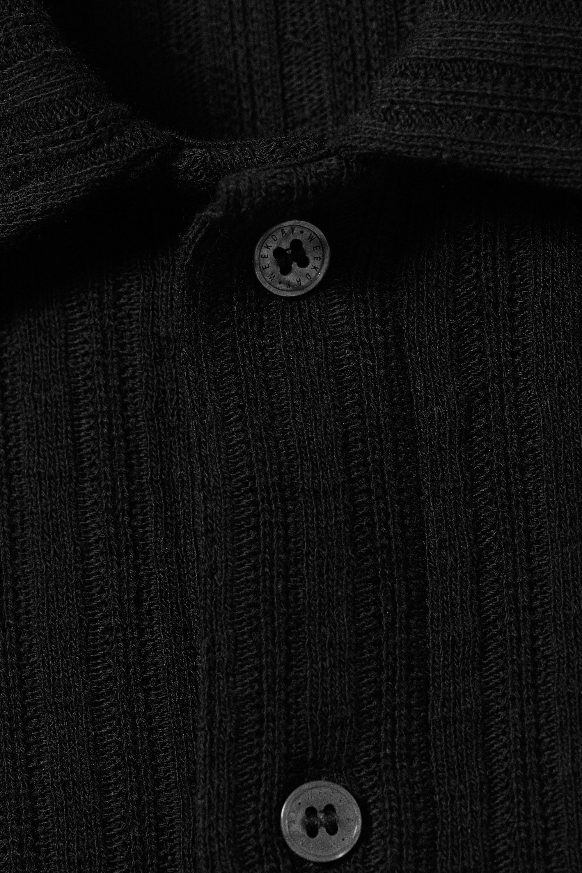 Black - Knitted Short-Sleeved Button-Up Shirt - 4